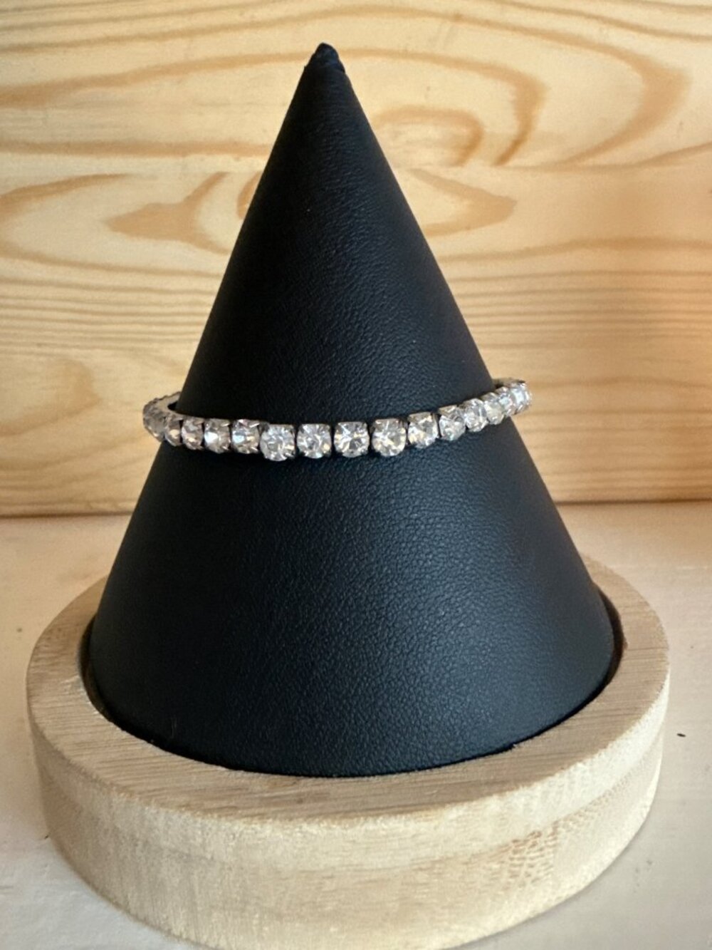 Crystal Rhinestone Tennis Bracelet 6" Stretch Slim Design For Women & Teens